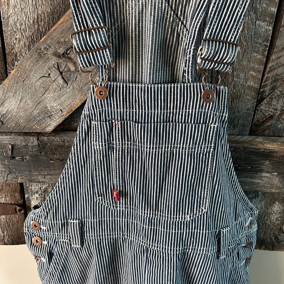 Men's Dickies Blue & White Pinstripe Overalls - Picture 3 of 4